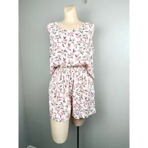 Vintage Floral Matching Set Pajamas Co-Ord Tank Top Shorts Lounge WFH Set